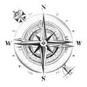 A compass surrounded by various hunting tools tattoo design idea