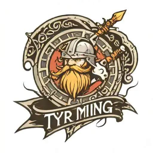 viking shield that says tyr gaming tattoo design idea