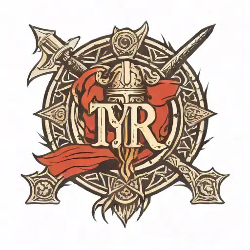viking shield that says tyr gaming tattoo design idea