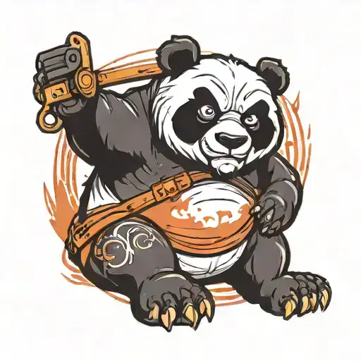 angry gaming panda sitting tattoo design idea