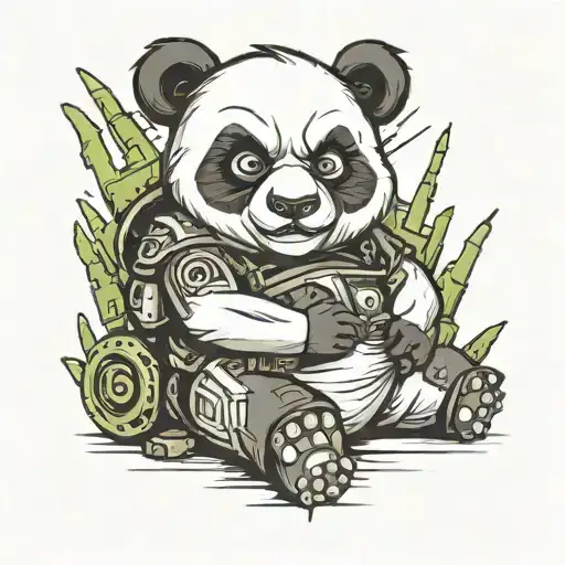 angry gaming panda sitting tattoo design idea