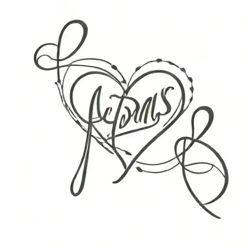 the word “adas” with a heart coming off of the “s” in cursive  tattoo design idea