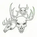 sprocket skulls deer fish tattoo design idea