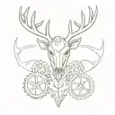sprocket skulls deer fish tattoo design idea