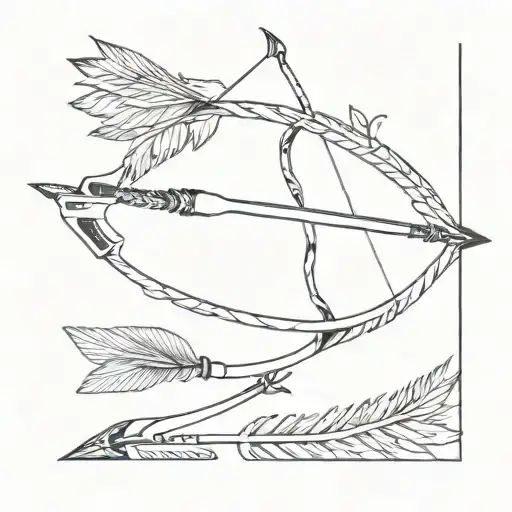 quill pen used as arrow in archery bow and arrow tattoo design idea