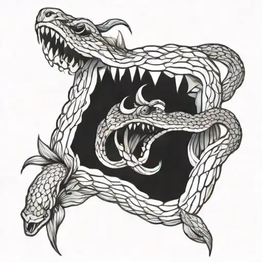 peones from snakes mouth open tattoo design idea