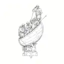 a statue of a group of people on a boat tattoo design idea