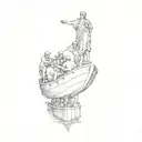 a statue of a group of people on a boat tattoo design idea