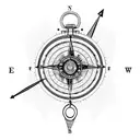 A car engine designed as a compass with intricate blackwork details tattoo design idea