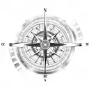 A car engine designed as a compass with intricate blackwork details tattoo design idea