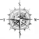A car engine designed as a compass with intricate blackwork details tattoo design idea