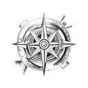 A car engine designed as a compass with intricate blackwork details tattoo design idea