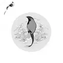 sakura tree, yin Yang koi pond, raven on a stick, red sun tattoo design idea