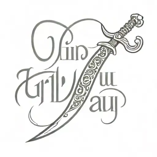 nirbhau nirvair written in punjabi  with a sword tattoo design idea
