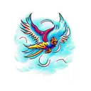 a flying phoenix  tattoo design idea