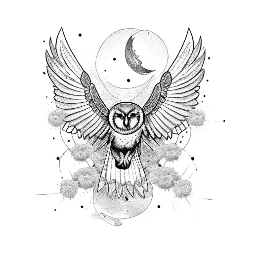Raven and Owl tattoo design idea