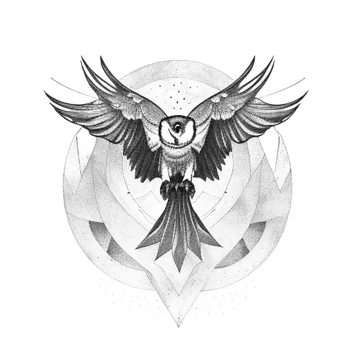 Raven and Owl in the night tattoo design idea
