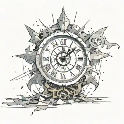 Chaos clock shattered tattoo design idea