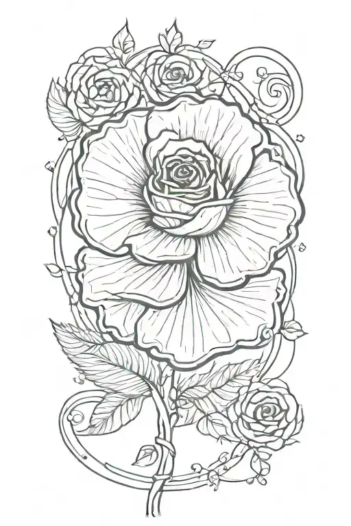rose with its stem being held no leaf clover intertwined tattoo design idea