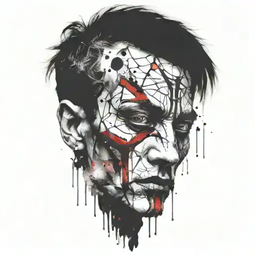 strange texture and design on his face tattoo design idea