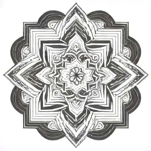 sacred geometry patterns made entirely of intricate shapes and waves tattoo design idea