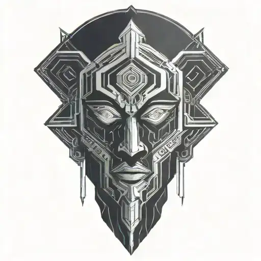 mystic mask design inspired with cosmic spirit tattoo design idea