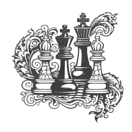 king chess piece queen chess piece tattoo design idea