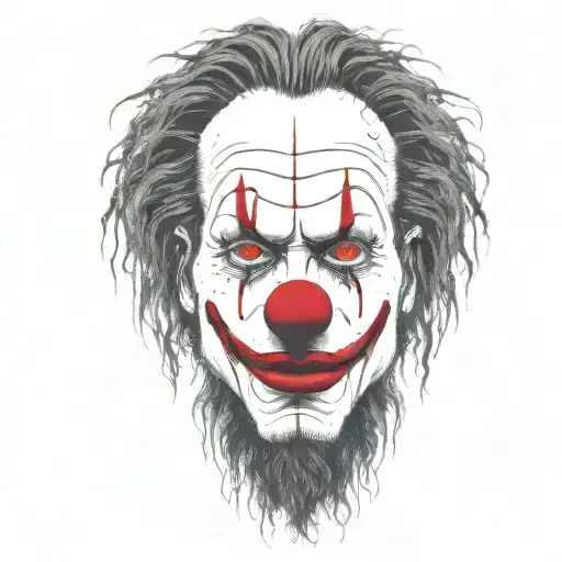 abstract clown singer with long rasta hair dot work design with fine lines and nice red noze tattoo design idea