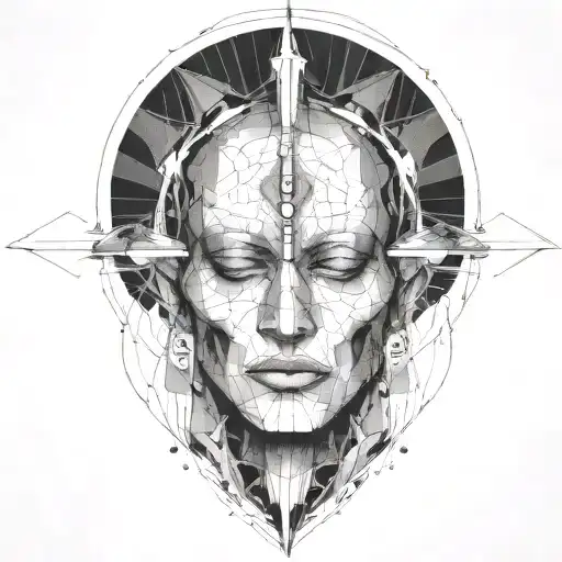 abstract singer dot work fine lines  tattoo design idea