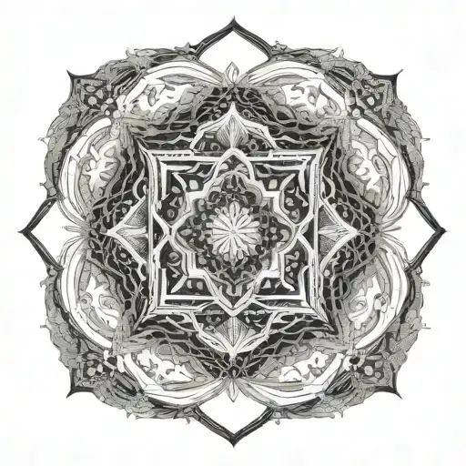 sacred geometry patterns made entirely of intricate shapes and waves tattoo design idea