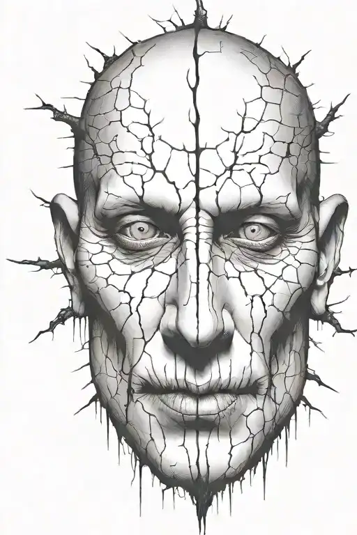 crackles from the wall and the devis inside tattoo design idea