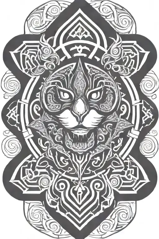 ornements shaman style tattoo of a dragon silhouette based on destrutured substance tattoo design idea