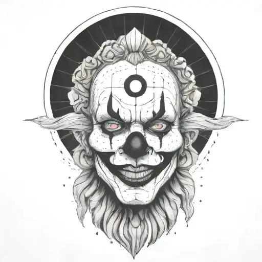 abstract clown singer dot work fine lines  tattoo design idea