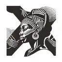 Beautifull African Woman Dancing Eyes Looking Forward  minimalism design tattoo design idea