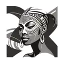 Beautifull African Woman Dancing Eyes Looking Forward  minimalism design tattoo design idea