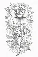 rose with its stem being held no leaf clover intertwined tattoo design idea