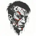 strange texture and design on his face tattoo design idea