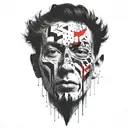 strange texture and design on his face tattoo design idea