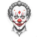 abstract clown singer dot work design with fine lines and nice red noze tattoo design idea