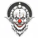 abstract clown singer dot work design with fine lines and nice red noze tattoo design idea