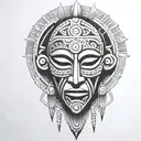 african mask ceremonial Mayan weapon tattoo design idea