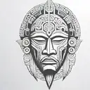 african mask ceremonial Mayan weapon tattoo design idea