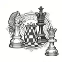 king chess piece queen chess piece tattoo design idea