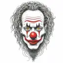 abstract clown singer with long rasta hair dot work design with fine lines and nice red noze tattoo design idea