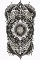 fractal circle, géométric liquid effects around and diamond bright in the middle  tattoo design idea