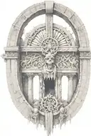  crakedwall and the devis inside Roman Coloseum tattoo design idea