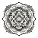 sacred geometry patterns made entirely of intricate shapes and waves tattoo design idea