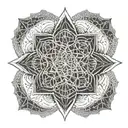 sacred geometry patterns made entirely of intricate shapes and waves tattoo design idea