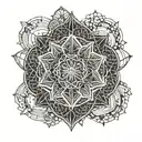 sacred geometry patterns made entirely of intricate shapes and waves tattoo design idea