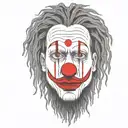 abstract rasta clown singer with very long long rasta hair dot work design with fine lines and nice red noze tattoo design idea